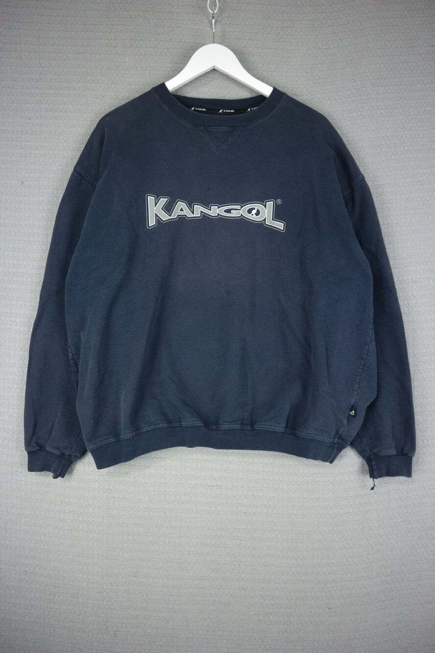 Vintage 1990s Kangol Navy Blue Crewneck Sweatshirt Made In Canada Size M Logo